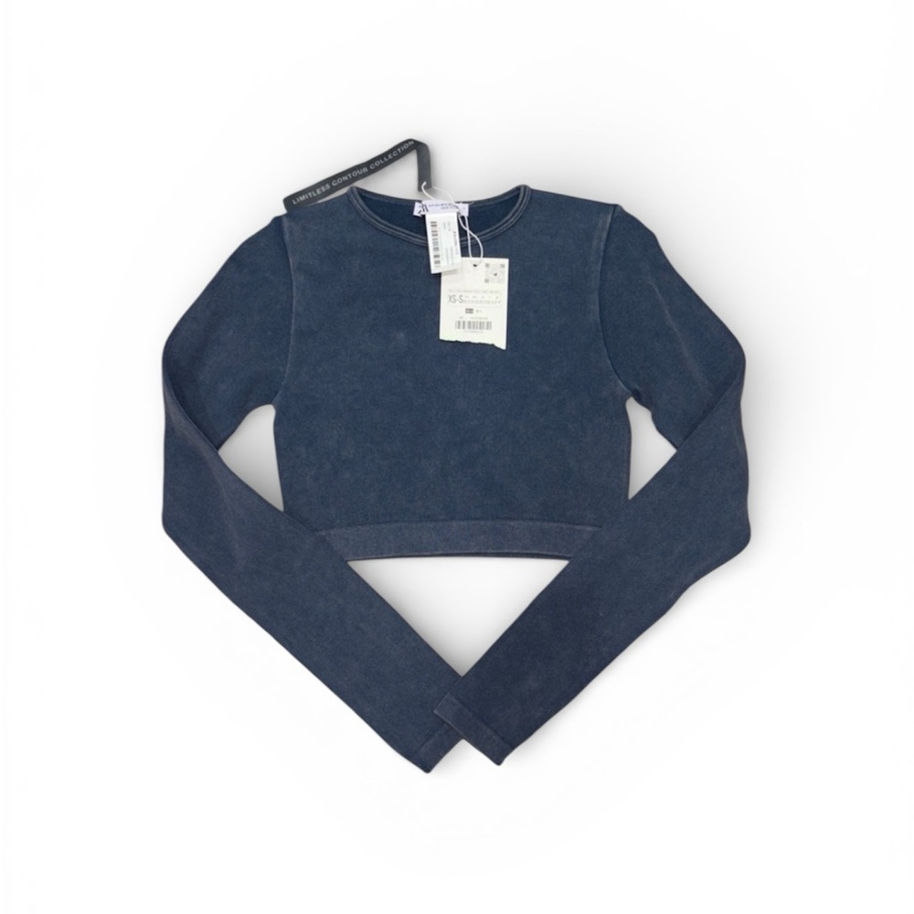 138. Zara Dark Blue Women’s Long Sleeve Crop Top NWT Size XS